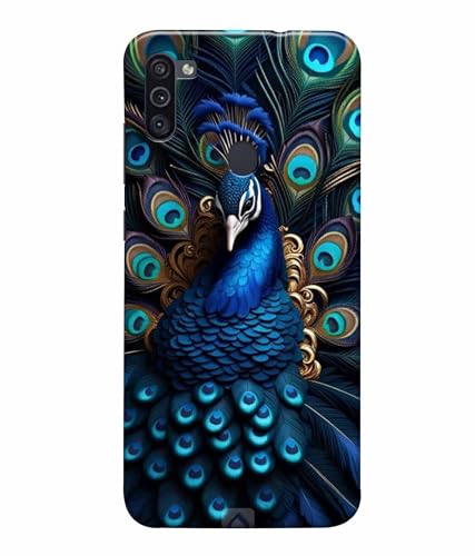 Image of Printed Hard Back Case Cover & Compatible for Samsung Galaxy M11 / Samsung Galaxy A11 | Peacock Vector Art (Multicolor) - D1206