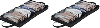 Bolsa Lavable para 3 Pares de Zapatos con película de plástico, 37.5 x 16.5 x 24.5 cm, Color Negro y marrón (Paquete de 2)