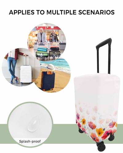 Travel Luggage Cover Medium Suitcase Cover Fit for 22-25 Inch Luggage Floral Luggage Protector Suitcase Cover Scratchproof Watercolor Floral Flowers Bud Red Luggage Cover Protector for Suitcase4