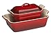 LE CREUSET Terrina Rectangular de cerámica de gres con Prensa y Plato Rectangular, 600 ml y 1,1 L, Cereza, 91041006060110