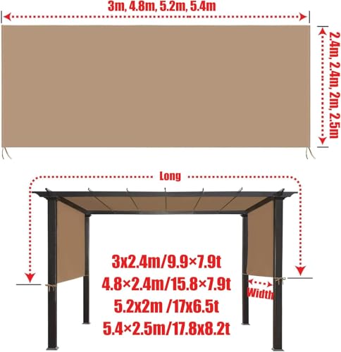 Cubierta superior para pérgola 5.4x2.5 m resistente y duradera 6