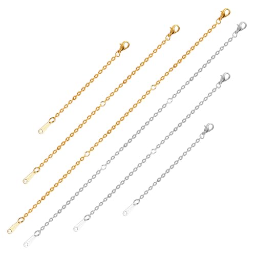 L0famy 6pcs Necklace Extender,3 Sizes Silver and Gold Chain Extenders Jewelry Extenders with Spring Buckle Chain Extension 2.8 / 4.9 / 6.88 for Necklaces Chokers Braclets Anklets