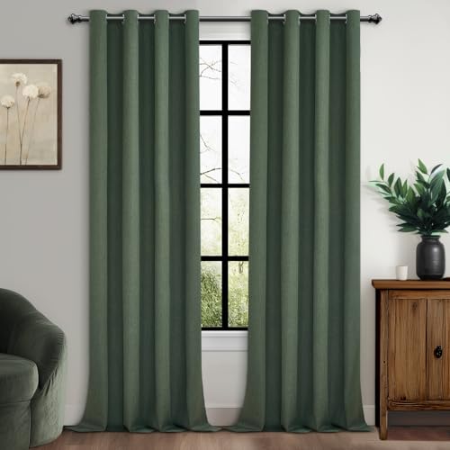 MRTREES Rideaux Occultants Thermiques Isolants Anti Froid et Chaleur Anti Bruit pour Fenetre Chambre Adulte Salon Lot de 2 Rideau Opaque Occultant Lin à...