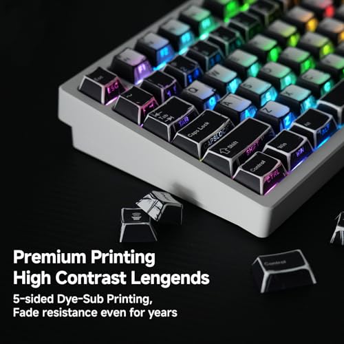 Image of 137 Versatile PBT Keycaps, No Tearing, Never Fade & Non-Slip, Black & White RGB Backlit Keycaps for Mechanical Keyboard (Typing, Gaming, Anime Passion), Ergonomic (Doubleshot MX, Fit All Layout)