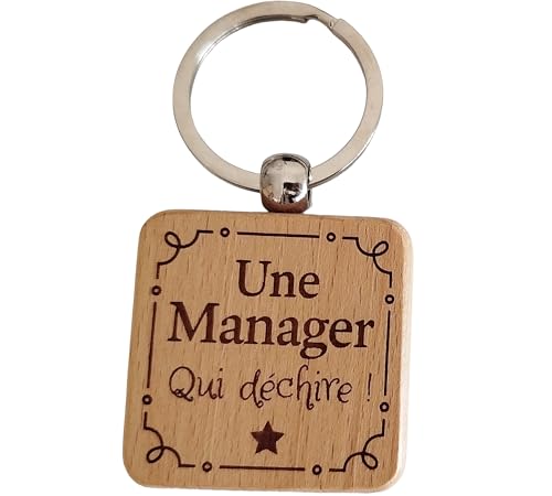 Porte-Clés en Bois Gravé Personnalisé - Idée Cadeau Manager Femme Unique pour Collègue de Travail, Ami, Famille - Porte Clef Manager Femme Idéal pour Cadeau de Noël, Anniversaire