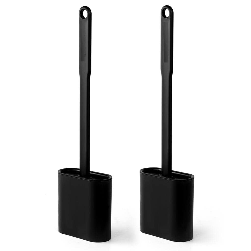 HROY Silicone Toilet Cleaning Brush Bathroom Cleaning Accessories Toilet Brush with Holder Stand Commode Cleaning Brush Closet Cleaning Brush Pot Cleaner Brush (Min 1 Quantity, Black)