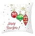AMDXD Fundas Cojines Sofas 50 x 50, Poliéster Fundas Cojines para Sofa Modernos Blanco Feliz Año Nuevo Navidad Bola Copo de Nieve