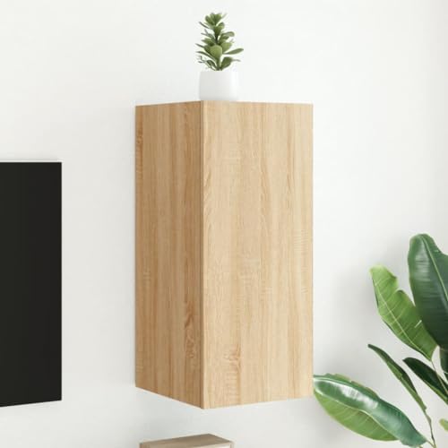 HETFTJN TV-Schrank mit RGB-LED Sonoma-Eiche 30,5x35x70 cm Massiver Holzwerkstoff Modernes Fernsehregal Wohnzimmertisch für Living Room Bedroom Flur