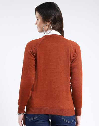 Image of Monte Carlo Women Regular Fit Full Sleeve Solid Round Neck Winter Cardigan (Pack of 1)