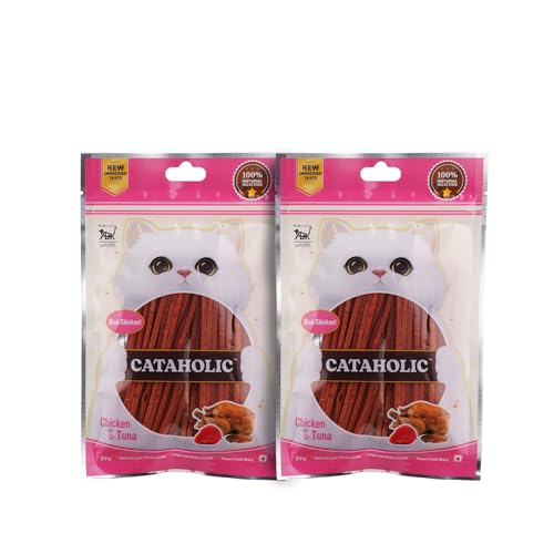 Image of Cataholic Chicken and Tuna Sliced Treats for Cats and Kittens, Nutritional, Easily Digestible and Healthy Snacks for Training and Rewards, 50 gm Each (Pack of 2)