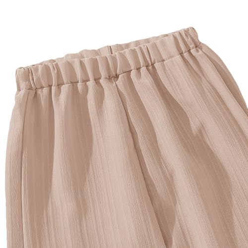 Girl's Textured Outfits Button Down Shirt Top and Wide Leg Pants Set 2 Pieces Tracksuit for 3-12 Years4