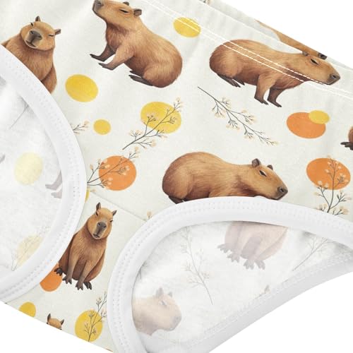 Toddlers Underwear Floral 2t Cotton Panties for Girl Durable Kids Undies Briefs Cute Brown Capybaras Animal4