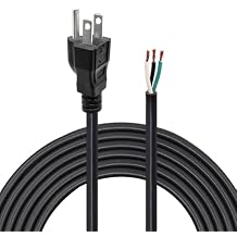 Replacement Power Supply Cord,6.46Ft 18 Gauge Cable 110V 115V 120V 125V 300V for Appliance, NEMA 5-15P Plug US SJT 18AWG 18/3,Power Cord Replacement Pigtail Black