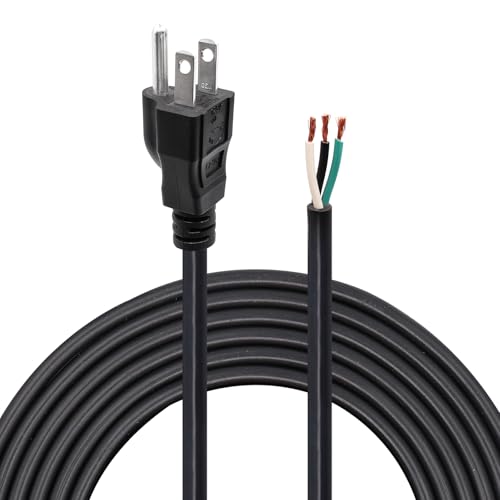 Replacement Power Supply Cord，6.46Ft 18 Gauge Cable 110V 115V 120V 125V 300V for Appliance, NEMA 5-15P Plug US SJT 18AWG (18/3),Power Cord Replacement Pigtail Black