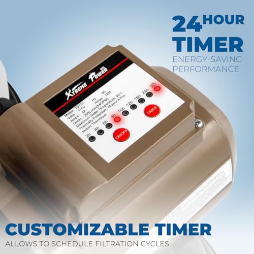 Image of XtremepowerUS 16 inch Sand Filter Pump for Above Ground Swimming Pool, 3 /4 HP 3,100 GPH Pool Pump with 24-Hour Timer, 6-Way Multi-Port Valve, Up to 15,000 Gallons
