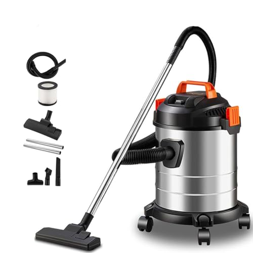 Aspiradora en Seco y Húmedo, Filtro de Tela y Filtro de Espuma de Enchufe de 1000 W, Aspiradoras en Seco y Húmedo de 18000 pa, Capacidad de 18 L, Cable de Alimentación de 6 m, Tina de Acero