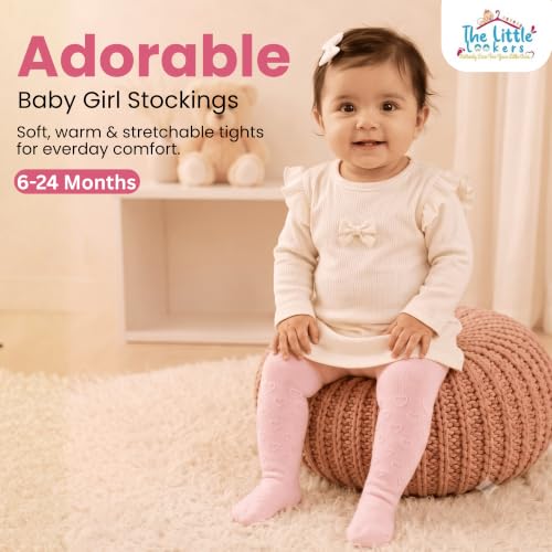 Image of THE LITTLE LOOKERS Baby Tights Thick Toddler Baby Girl Seamless Knit Leggings Thick Solid Cotton Stockings Footed Pants Pantyhose for Years Baby