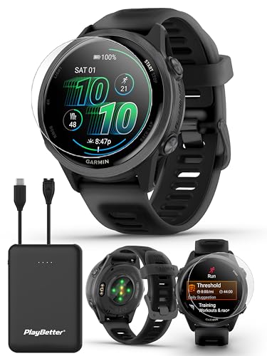Garmin Forerunner 570 (42 mm Slate Gray) Triathlon GPS Smartwatch Bundle