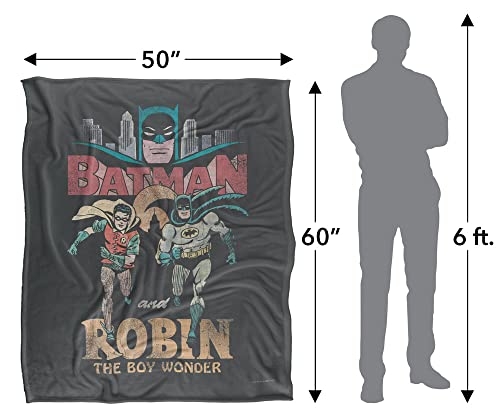 LOGOVISION BATMANBatman Classic TV Decke mit Batman- und Robin-Charakteren, Silky Touch, Optimalweich, 152 x 127 cm