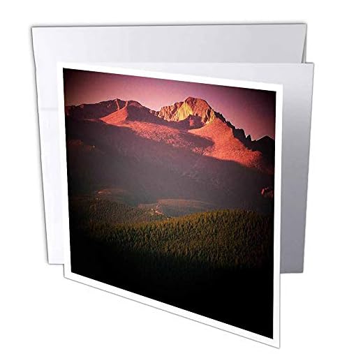 3dRose gc_26282_2 6 x 15 cm"Longs Peak in Spotlight Rocky Mountain National Park" gratulationskort (paket med 12)