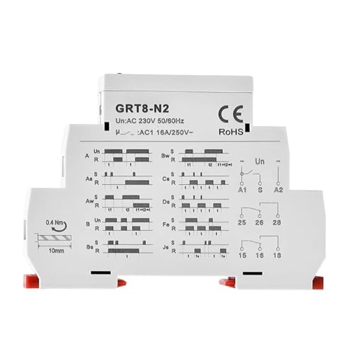 Relé de retardo del temporizador GRT8-N2 para programar encendido de bombas y luces AC230V 16A 4