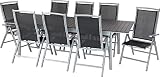 ib style®Polywood Gartengarnitur | Tisch+ 8X Klappstuhl President|pflegeleicht und witterungsbeständig | Tisch: 205-260x100cm