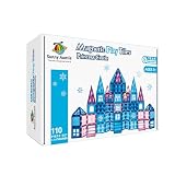 Princess Castle Magnetic Tiles 110 PCS, Zippered Carrying Case + 2 Dolls Gift Included, Magnetic Blocks, Toys for Girls, 3 4 5 6 7 8 Year Olds Birthday Gift Ideas for Girls