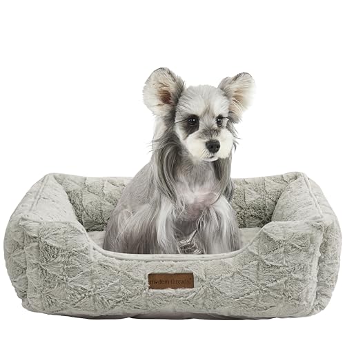 Image of Modern Threads Ultra Soft Plush Pet Bed for Medium Dogs with Elegant Texture and Stylish Design, Removable Washable Cover, Grey, (28 inch L x 21 inch W x 9 inch Th)