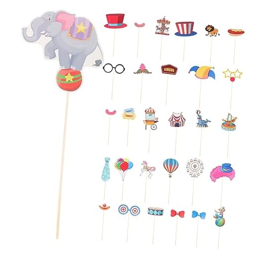 Abaodam 90 Peças Adereços Decorativos Para Fotos Decorações De Circo Adereços De Selfie Com Paus Adereços De Foto De Mão Adereços De Cabine De Fotos Papel Cenário Baile De Formatura