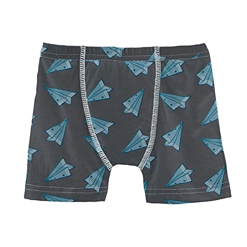 KicKee Pants Boys Boxer Brief Underwear, Silky Soft Printed Boxer Briefs for Your Little Man, Lightweight and Breathable For All Day Comfort (Lined Paper Airplanes - M-8/10)