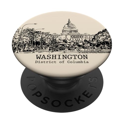 Washington DC Vintage Horizonte Dibujo PopSockets PopGrip Adhesivo