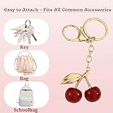 eioororriy Cherry Keychain, Cherry Bag Charm for Women, Cute Cherry Keyring with Sparkling Resin and Golden Leaves, Stylish Handbag Wallet Car Phone Pendant Accessory - Image 3