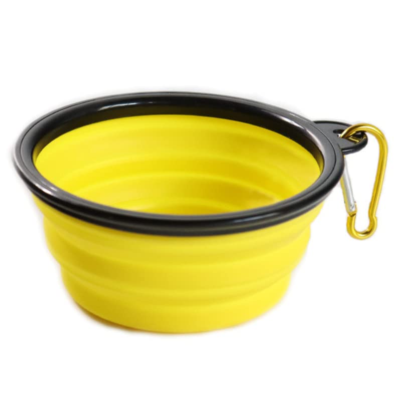 Large Collapsible Pet Feeding Bowl [Yellow]