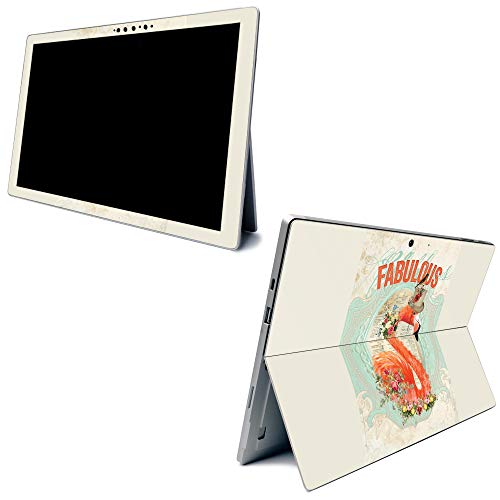Image of MightySkins Carbon Fiber Skin for Microsoft Surface Pro 7 - Fabulous Flamingo | Textured Carbon Fiber Finish | Easy to Apply, Remove, and Change Styles | Made in The USA