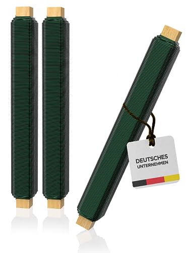 Talvani Basteldraht 3X | in grün Silber schwarz – Hochwertiger Blumendraht zum Basteln – Rostfreier Draht, DE Versand – Verbesserter Bindedraht für Pflanzen lackiert, Ø 0,65 mm | 38 m