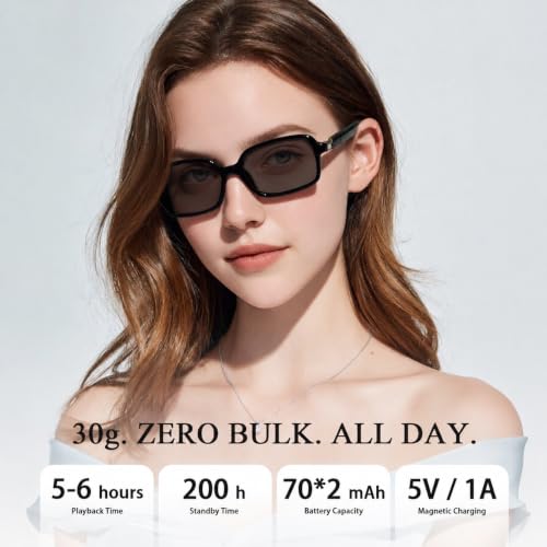 Image of GenXenon Black Square Modern Smart Translation Polarized Sunglasses Men Women