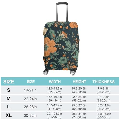 Orange And Green Flowers Luggage Cover Tsa Approved Suitcase Covers for Luggage Elastic Washable Suit Case Covers Anti-Scratch Travel Luggages Sleeve Suitcase Protector Fits 19-30 Inch Case(XL)2