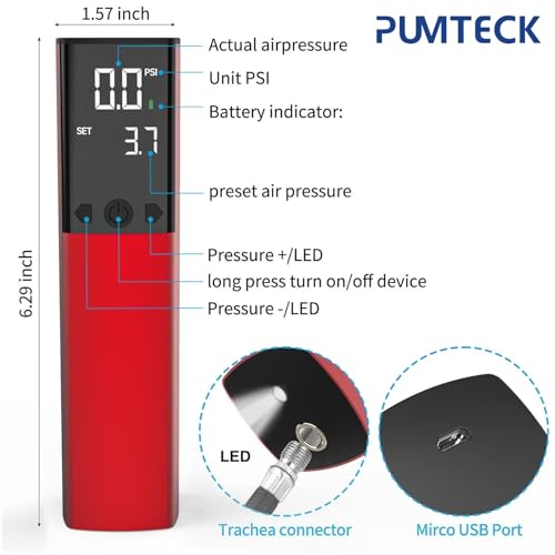 Image of Pumteck Electric Ball Pump, Smart Air Pump Portable Fast Ball Inflation with Precise Pressure Gauge and Digital LCD Display for Football Basketball Volleyball Football