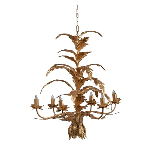 30" Metal Chandelier with 6 Lights | Vintage Antique Gold