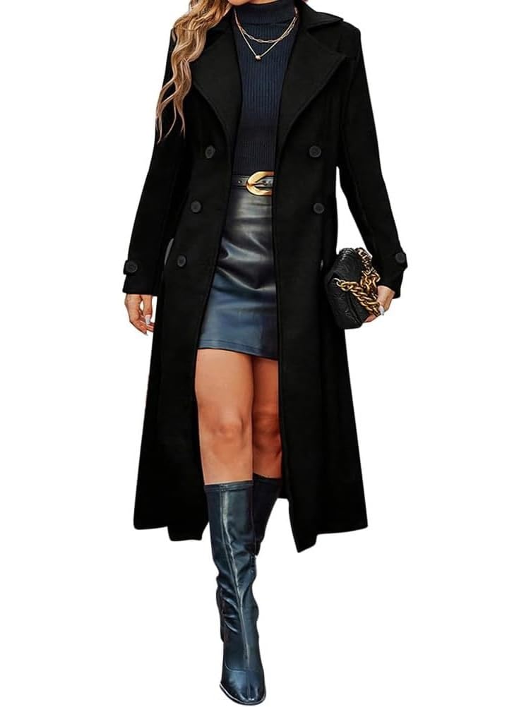 ORANDESIGNE Cappotto Lana Donna Lungo Invernale Cappotto Doppiopetto Revers Elegante Cappotti Lana Autunno Cappottino Mezza Stagione