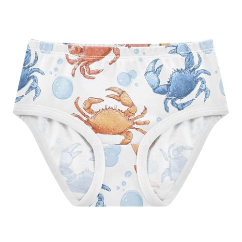 Wusikd Blue Orange Crabs White Girls' Underwear Cotton Girls Briefs Soft Toddler Underwear 2T