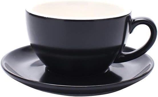 Double Espresso Coffee Cup and Saucer, Small Cappuccino and Speciality Coffee, New Bone China for Coffee Shop and Barista (Matte Black, 5 oz)