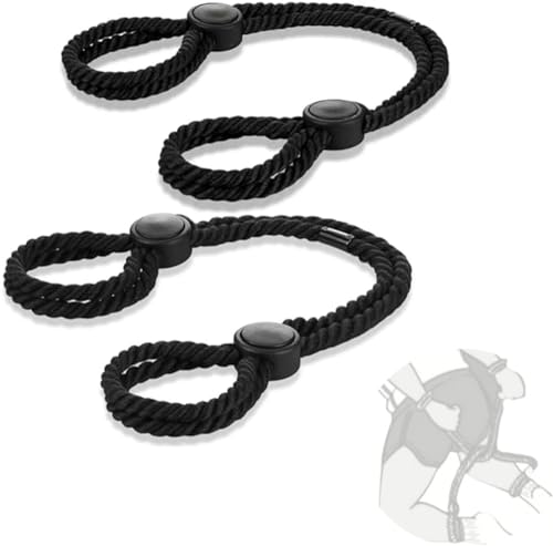 Juego de 2 esposas negras ajustables de cuerda de algodón