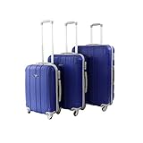  Juego de Maletas/Carrito rígido 6018 con 4 Ruedas giratorias Azul Pearl Light Blue