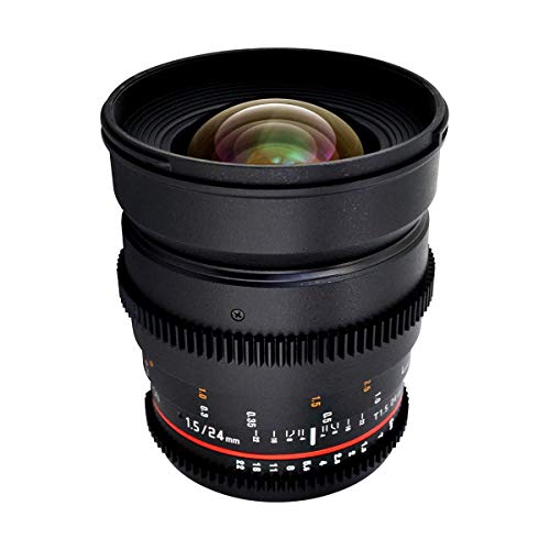 Rokinon CV24M-C 24mm T1.5 Cine Wide Angle Lens for Canon with De-Clicked Aperture and Follow Focus Compatibility