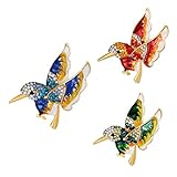 RINHOO FRIENDSHIP 3pcs Birds Brooches Pin Crystal Oil Painting Enamel Hummingbird Swallow Colorful Bird Shape Corsage (3pcs bird)