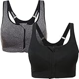 GeorgeX Sujetador Deportivo de Secado Rápido para Mujer, Sujetador Deportivo con Cremallera Frontal, Filas Que...