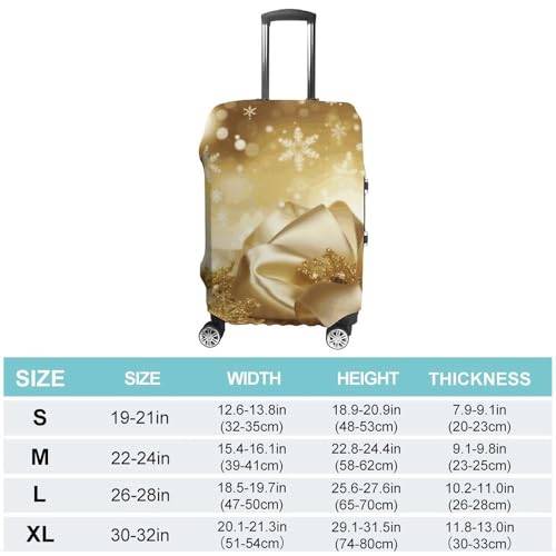 Gold Silk Christmas Printed Luggage Cover Protector, Fits 18-32 Inch Luggage2