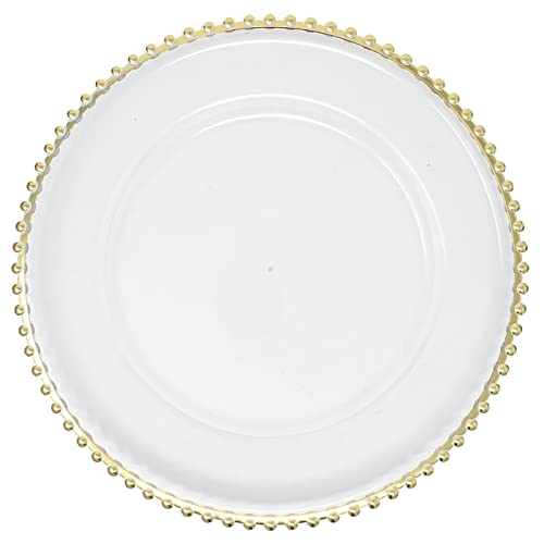 Ms Lovely Metallic Foil Charger Plates with Metallic Beaded Rim - Set of 6 - Made of Thick Plastic - Gold Ms Lovely Metallic Foil Charger Plates with Metallic Beaded Rim - Set of 6 - Made of Thick Plastic - Gold