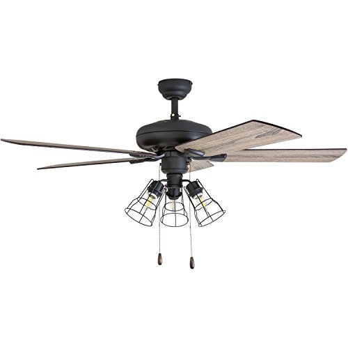 Prominence Home Lincoln Woods, 52 Inch Industrial Style LED Ceiling Fan with Light, Pull Chain, Three Mounting Options, 5 Dual Finish Blades, Reversible Motor - 50581-01 (Bronze) - Image 8